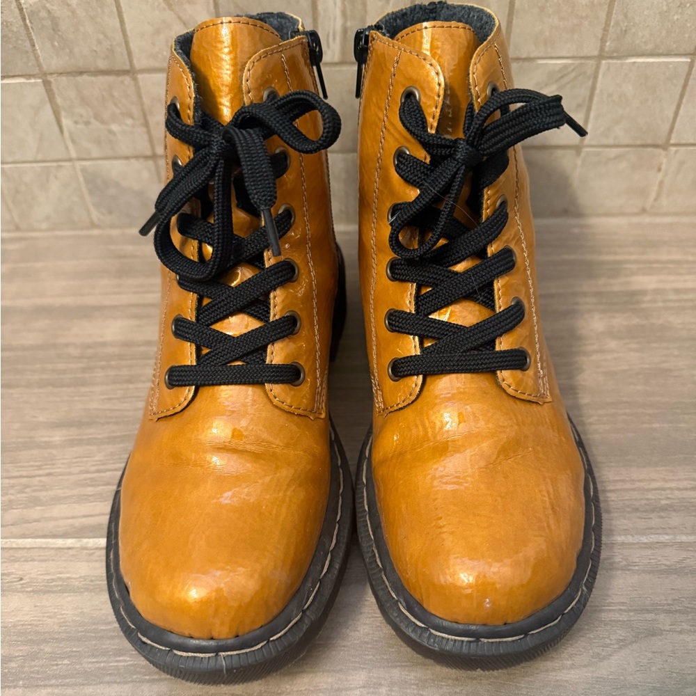 Gold Lace-Up Boots